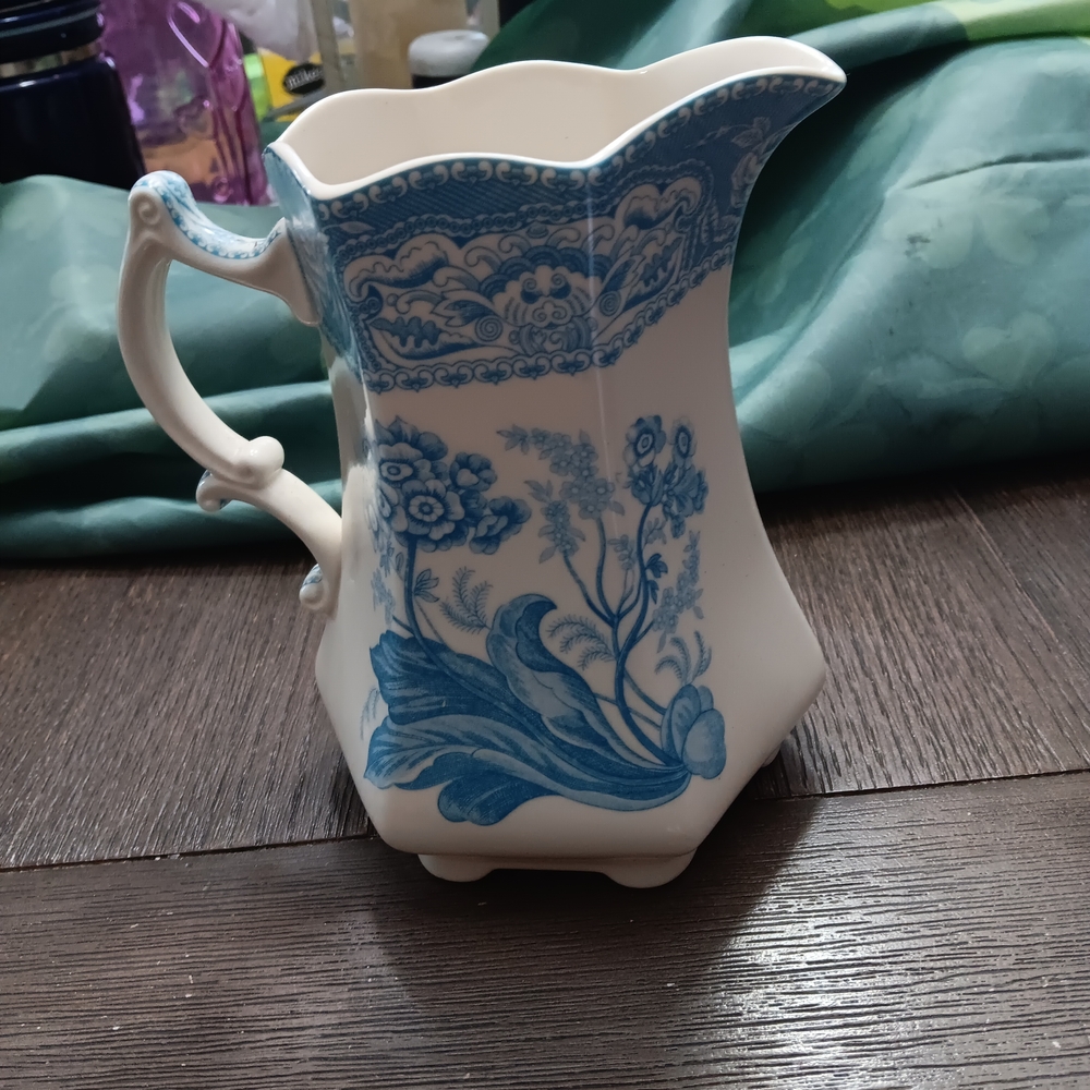 Godinger Blue and White Floral Porcelain Pitcher